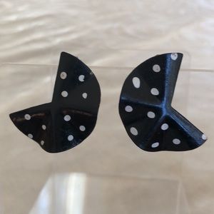 polka dot frill metal enamel pierced earrings